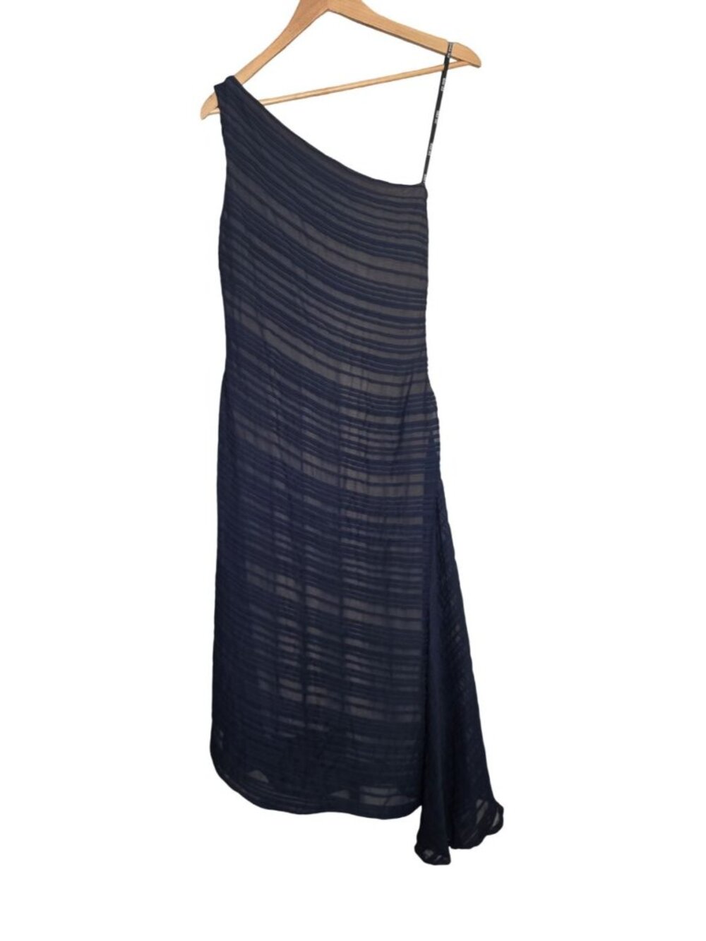 NWT Women's - Tadashi Shoji Navy Blue One Shoulder Formal Dress, Size 10 - Picture 9 of 11